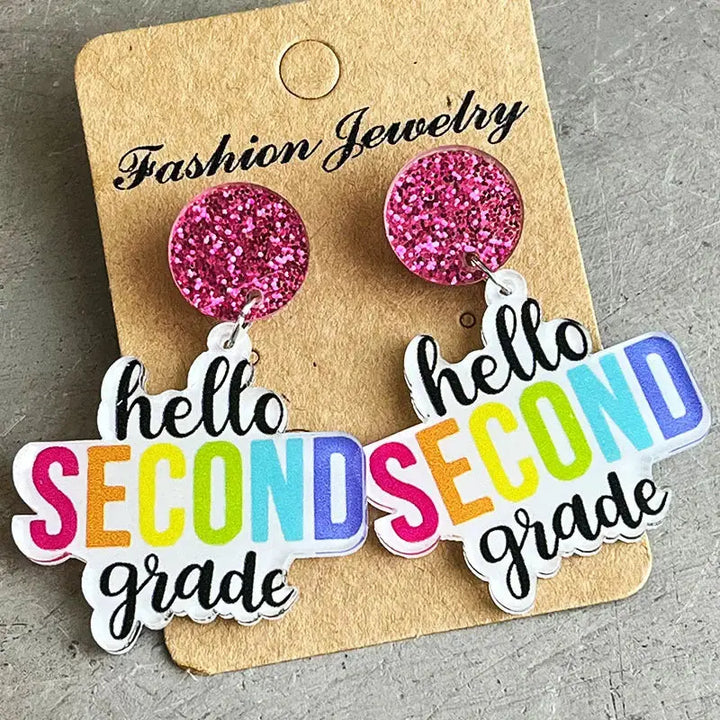 LOVCIA HELLO SECOND GRADE Acrylic Dangle Earrings