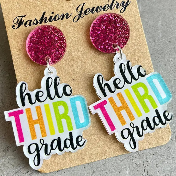 LOVCIA HELLO SECOND GRADE Acrylic Dangle Earrings