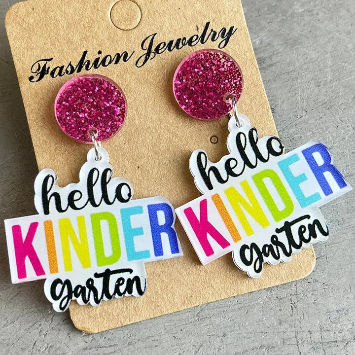 LOVCIA HELLO SECOND GRADE Acrylic Dangle Earrings