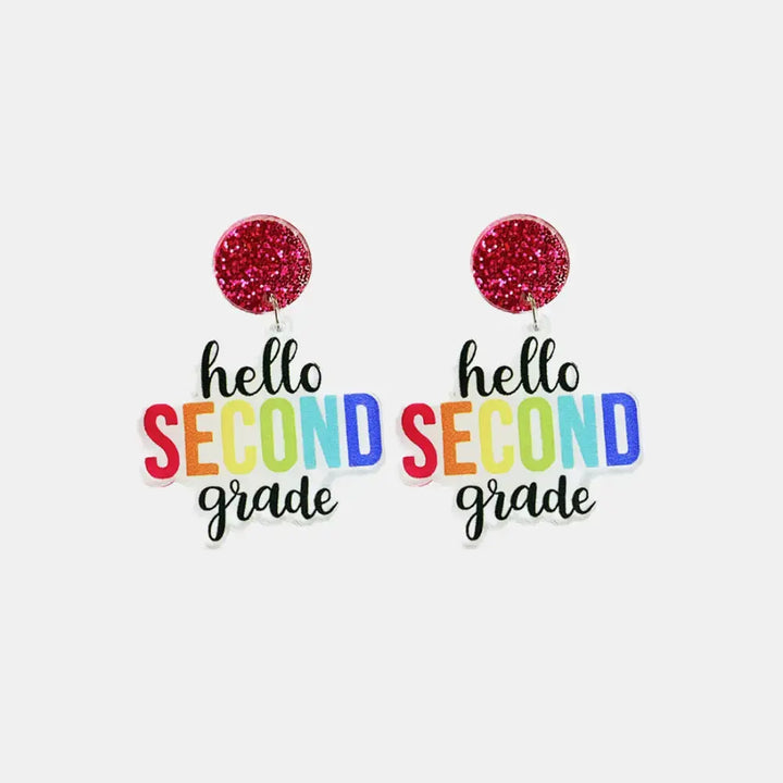 LOVCIA HELLO SECOND GRADE Acrylic Dangle Earrings