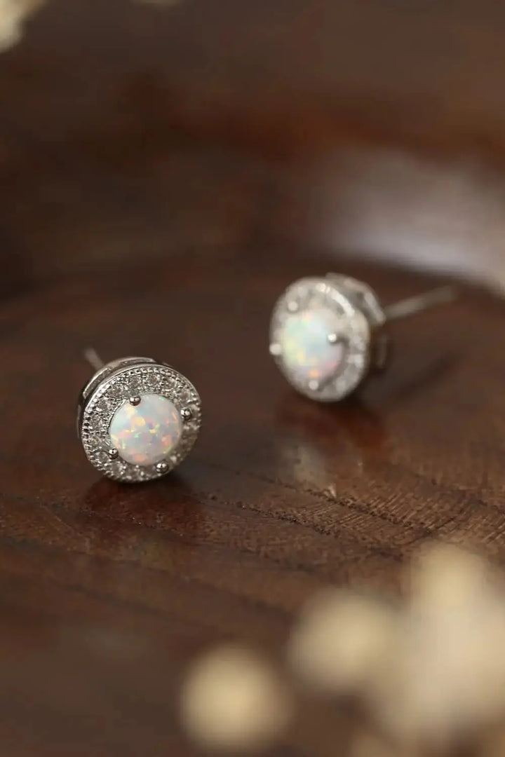 LOVCIA Opal 4-Prong Round Stud Earrings