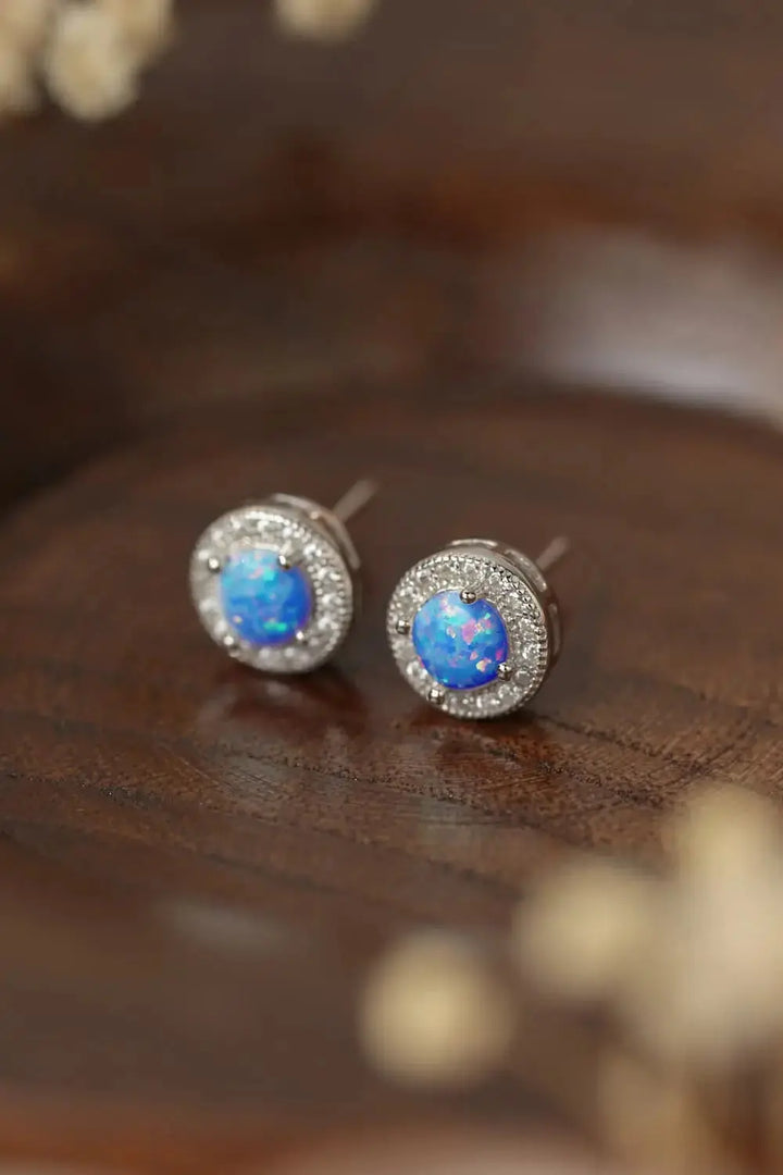 LOVCIA Opal 4-Prong Round Stud Earrings