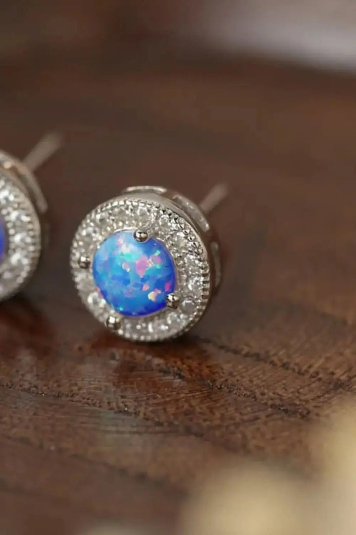 LOVCIA Opal 4-Prong Round Stud Earrings