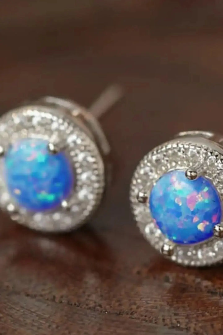 LOVCIA Opal 4-Prong Round Stud Earrings