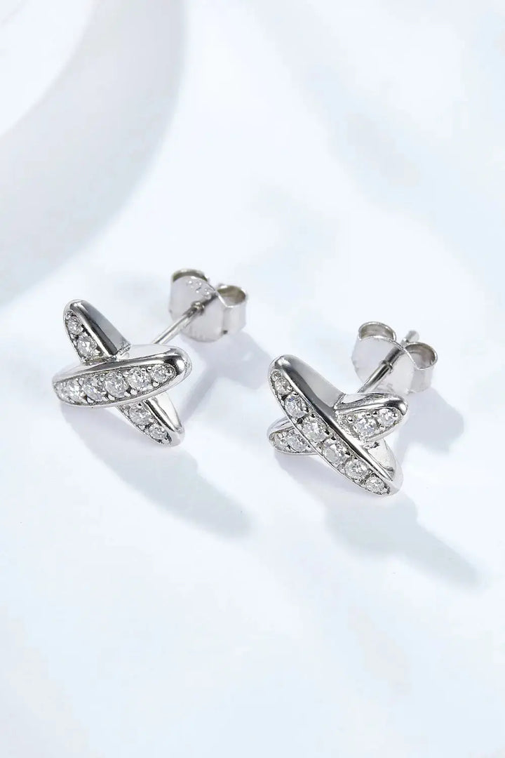 LOVCIA 925 Sterling Silver X-Shape Moissanite Earrings