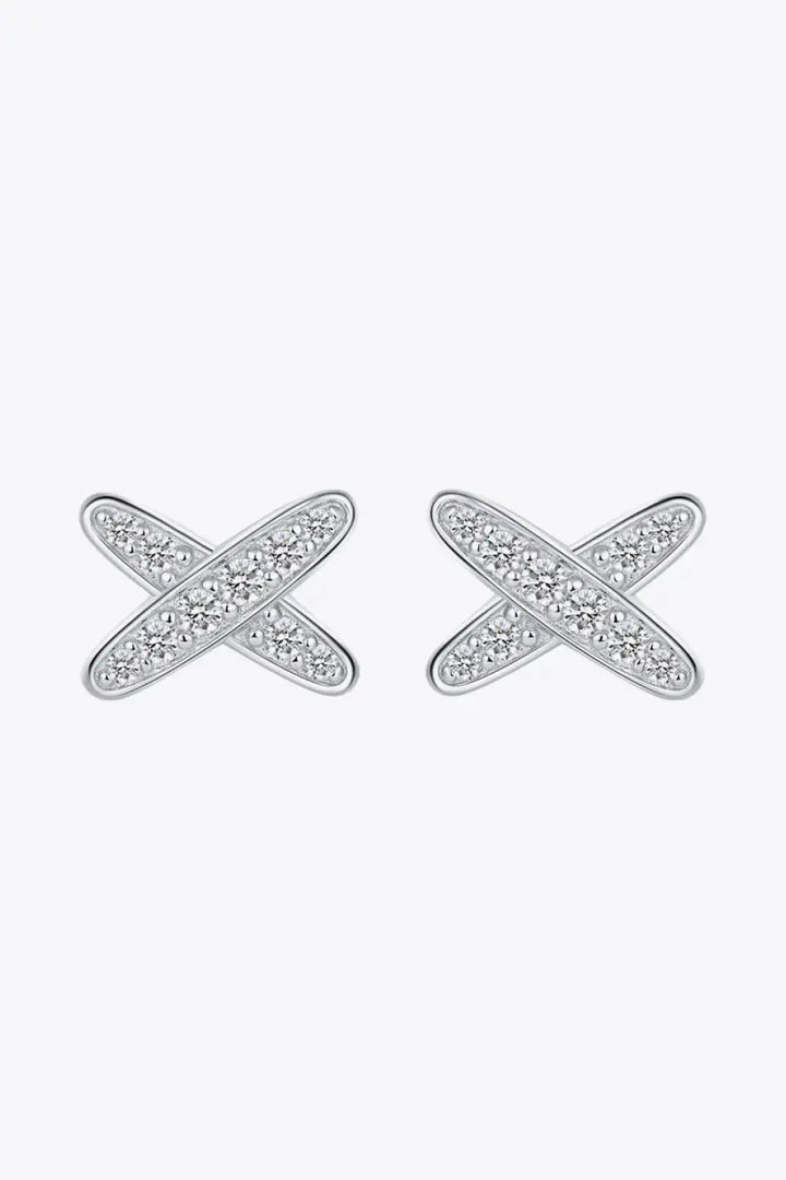 LOVCIA 925 Sterling Silver X-Shape Moissanite Earrings