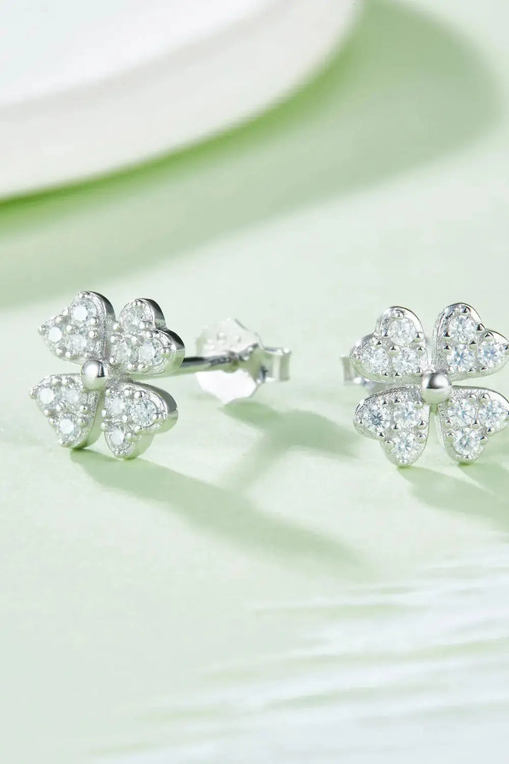 LOVCIA Adored Moissanite Four Leaf Clover Stud Earrings