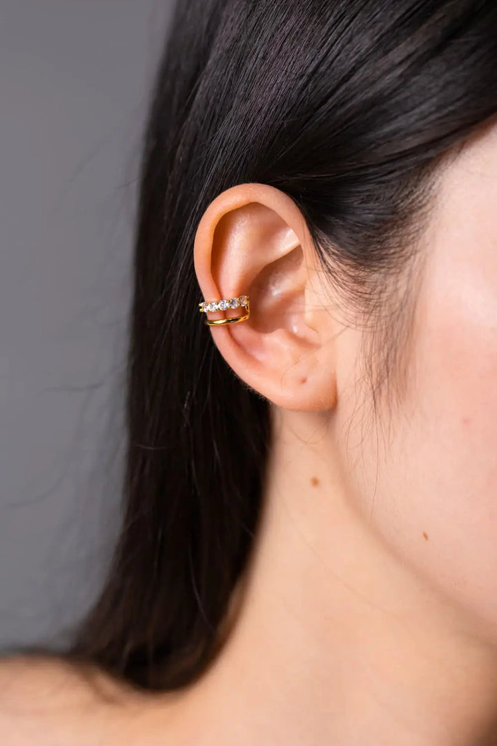 Zircon Double-Layered Single Cuff Earring LOVCIA