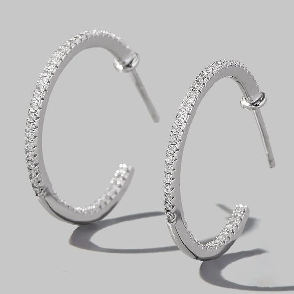 LOVCIA Zircon 925 Sterling Silver C-Hoop Earrings