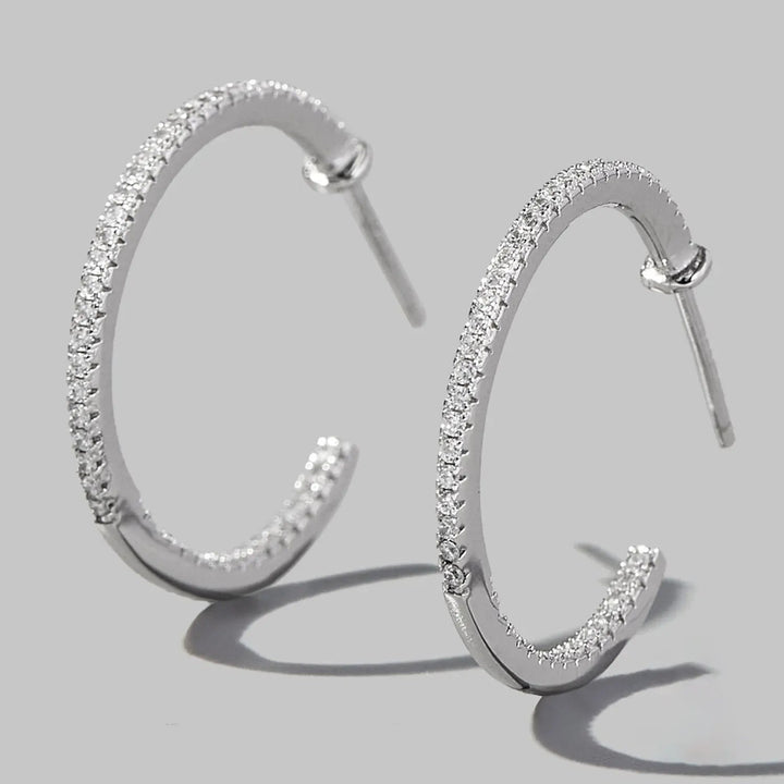 Zircon 925 Sterling Silver C-Hoop Earrings LOVCIA