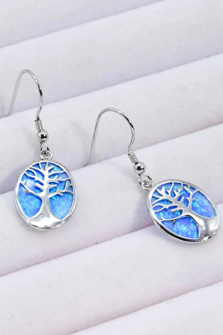 LOVCIA Opal Blue Platinum-Plated Drop Earrings