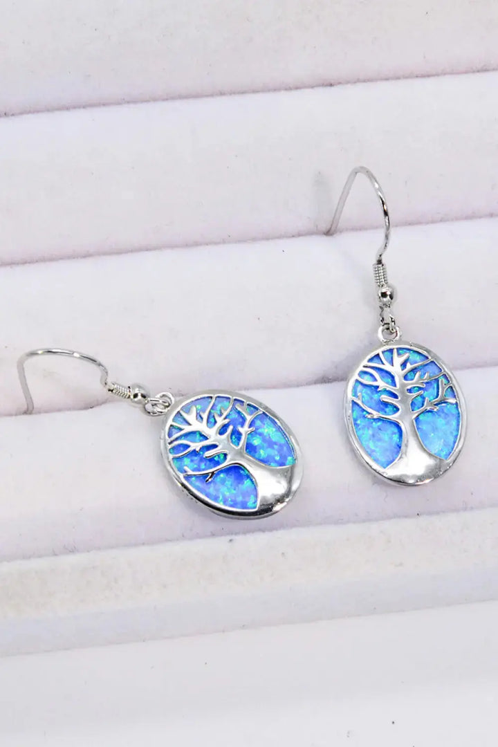 LOVCIA Opal Blue Platinum-Plated Drop Earrings