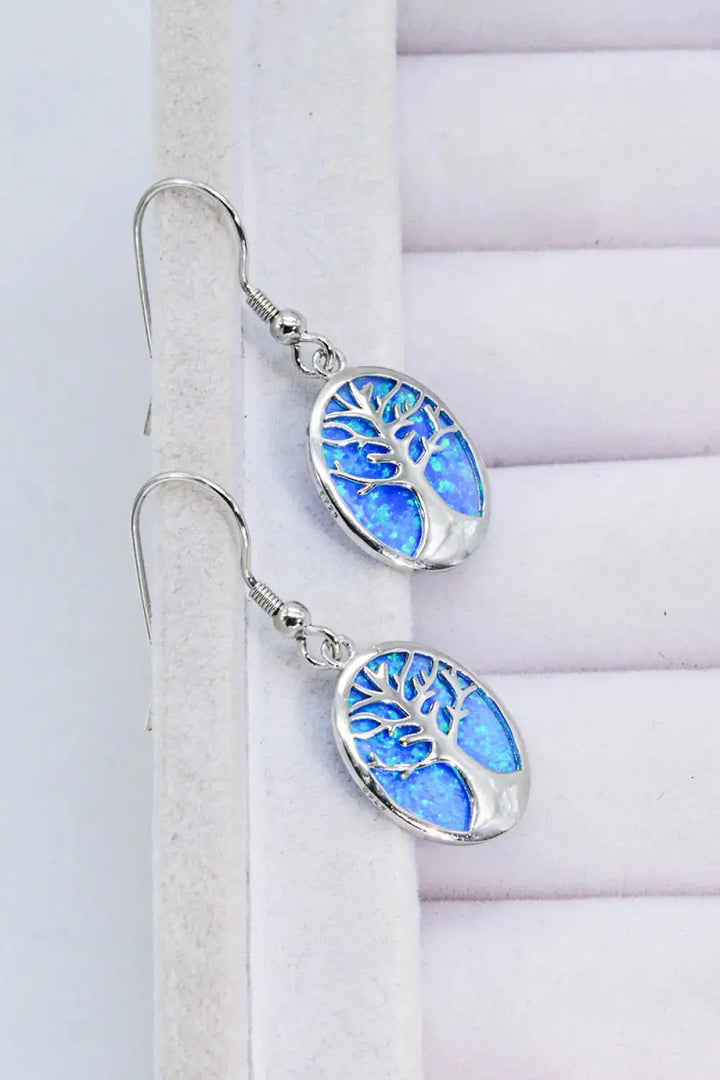 LOVCIA Opal Blue Platinum-Plated Drop Earrings