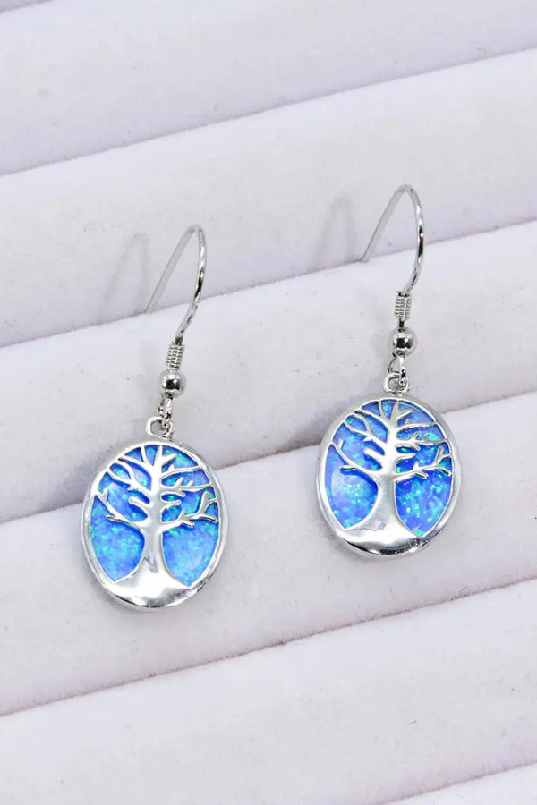 LOVCIA Opal Blue Platinum-Plated Drop Earrings