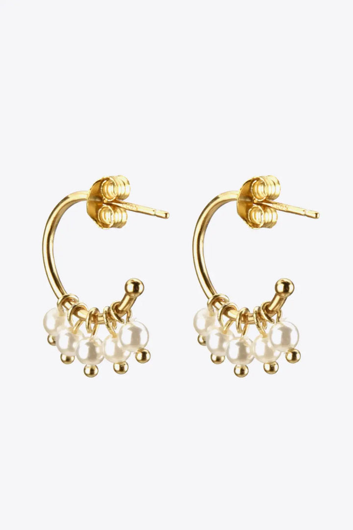 Pearl 925 Sterling Silver C-Hoop Earrings LOVCIA