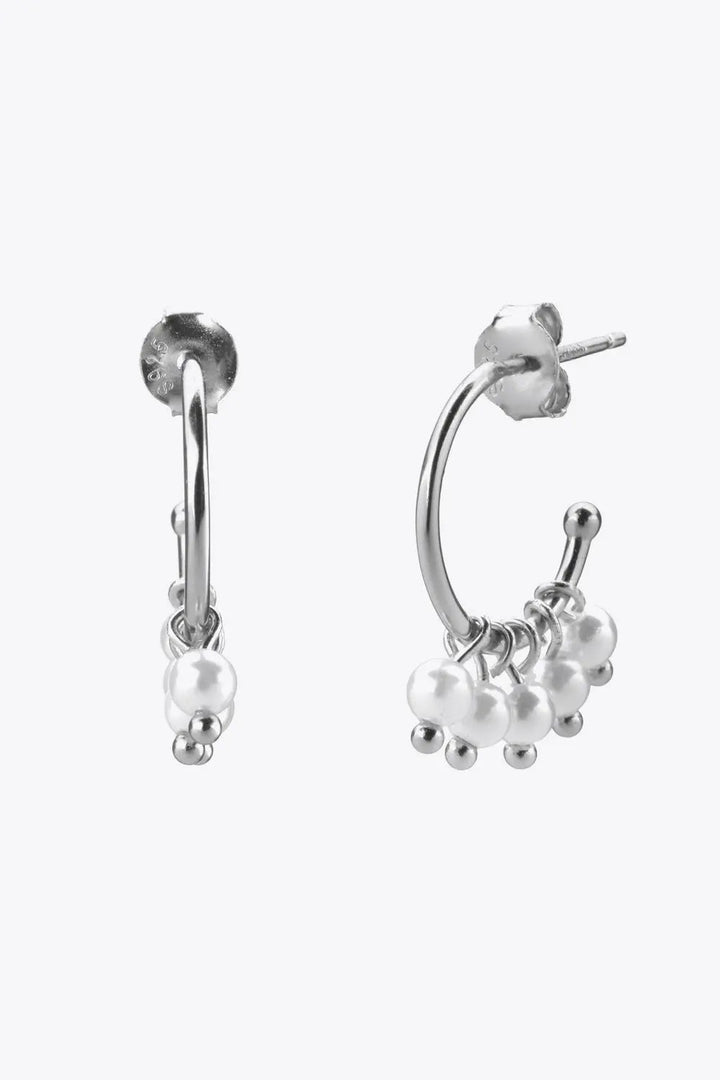 Pearl 925 Sterling Silver C-Hoop Earrings LOVCIA