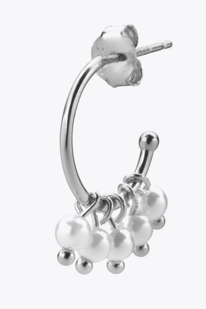 Pearl 925 Sterling Silver C-Hoop Earrings LOVCIA