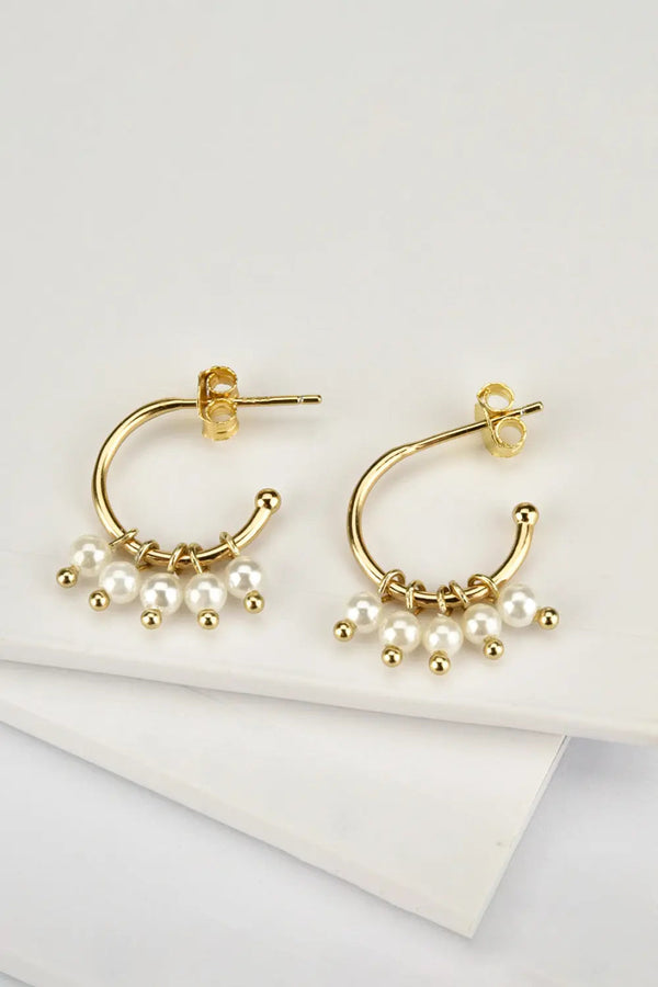 Pearl 925 Sterling Silver C-Hoop Earrings LOVCIA