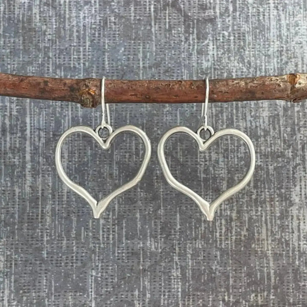 LOVCIA Alloy Silver-Plated Heart Dangle Earrings