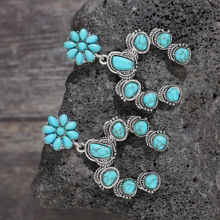 LOVCIA Artificial Turquoise Alloy Dangle Earrings