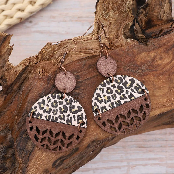 Wooden Cutout Leopard Dangle Earrings LOVCIA