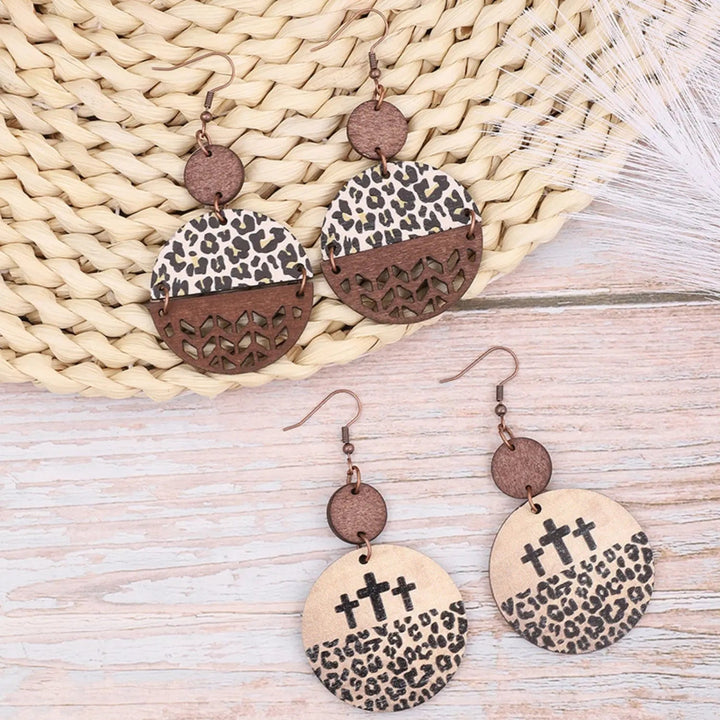 Wooden Cutout Leopard Dangle Earrings LOVCIA