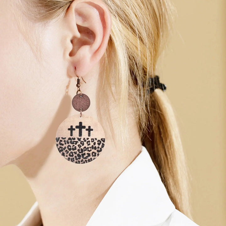 Wooden Cutout Leopard Dangle Earrings LOVCIA