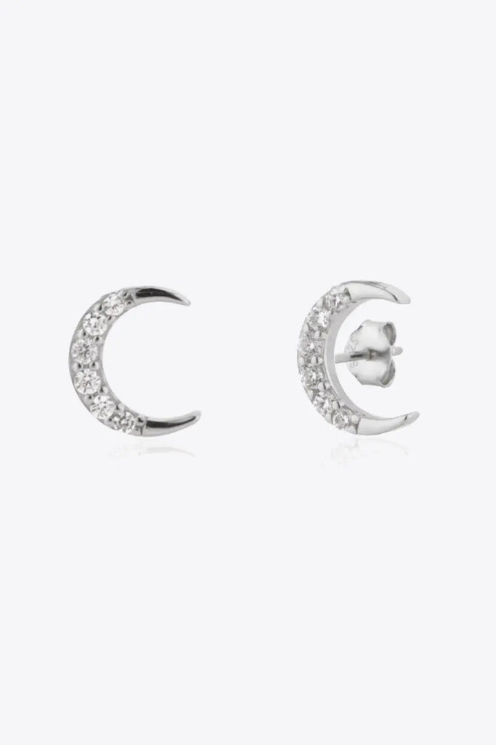 Zircon Moon 925 Sterling Silver Stud Earrings LOVCIA