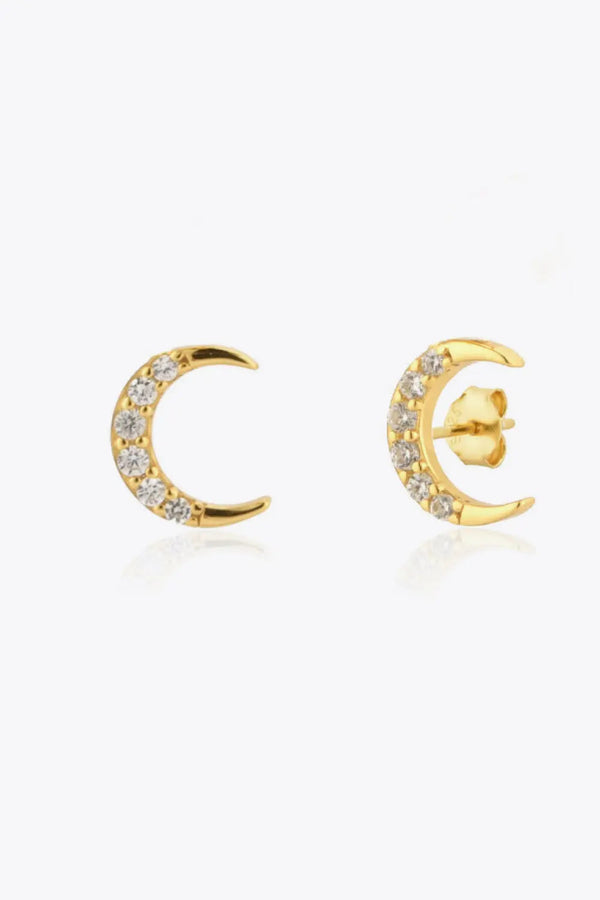 Zircon Moon 925 Sterling Silver Stud Earrings LOVCIA