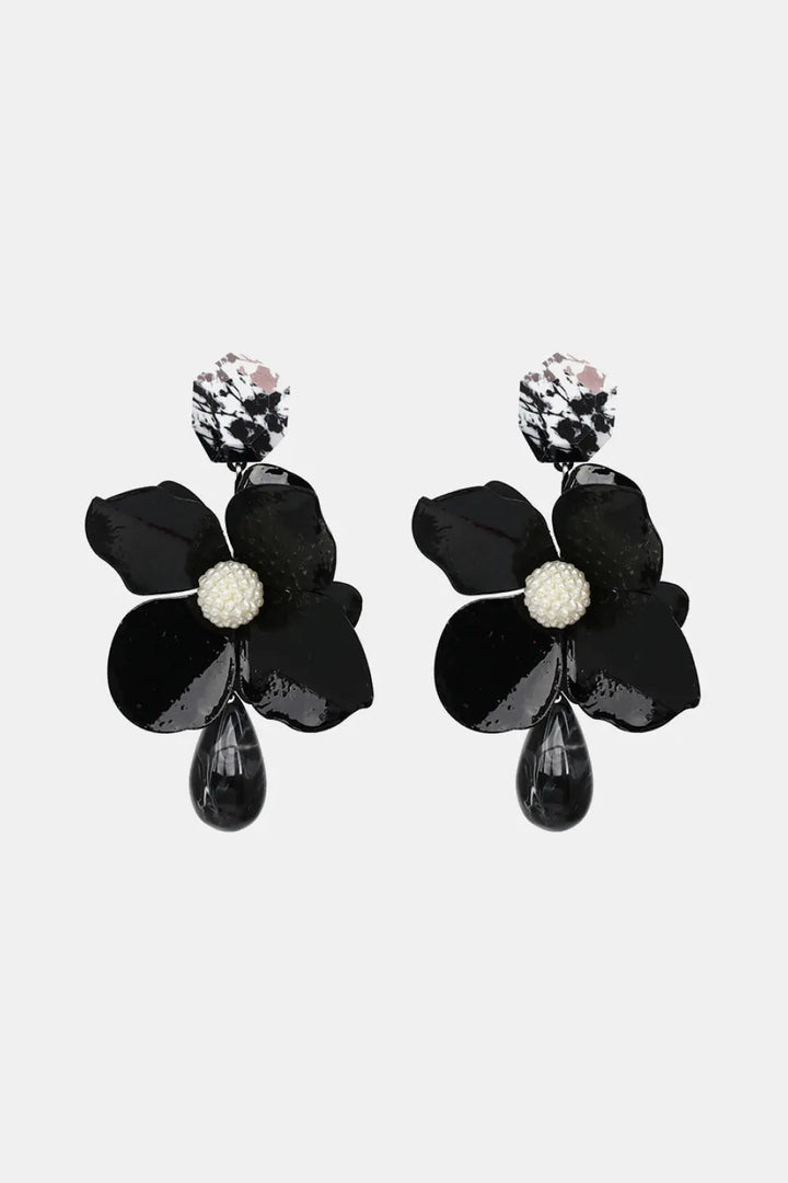 Bloosom Flower and Teardrop Resin Dangle Earrings LOVCIA