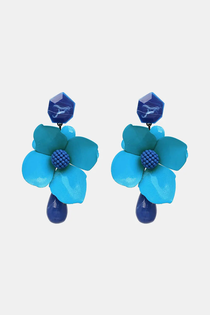 Bloosom Flower and Teardrop Resin Dangle Earrings LOVCIA