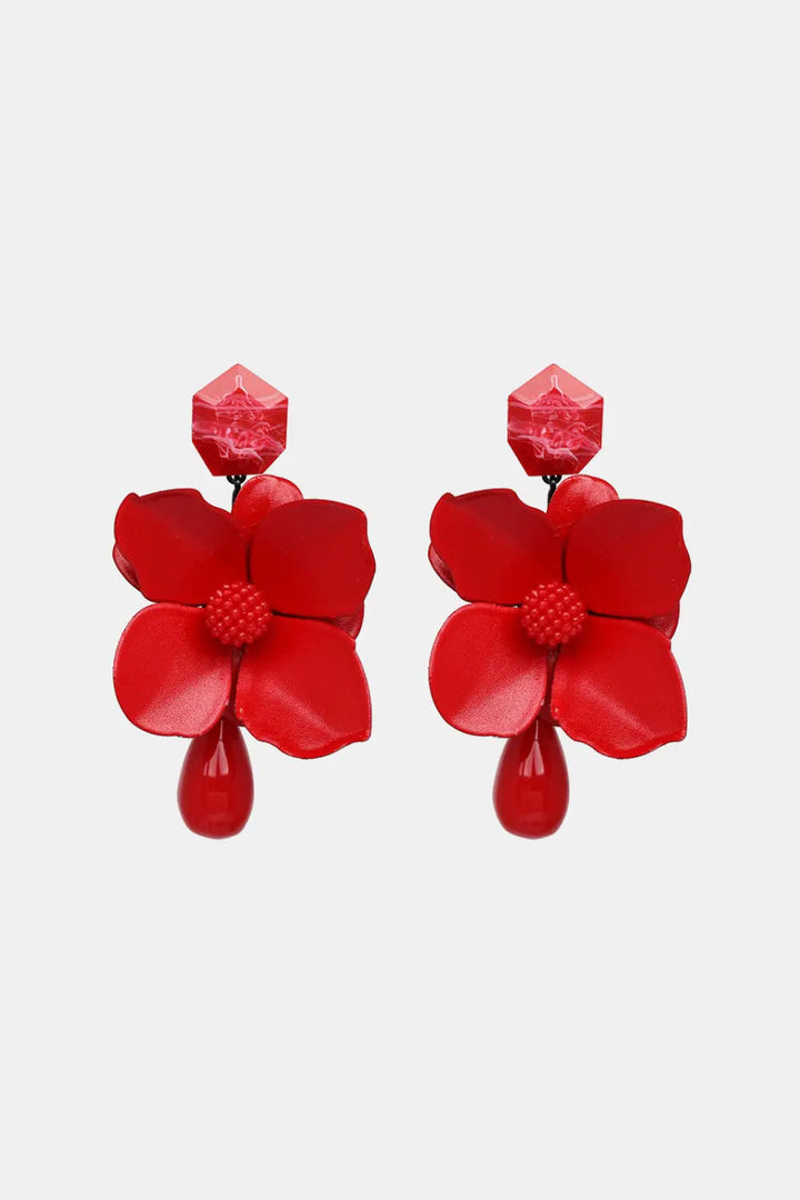 Bloosom Flower and Teardrop Resin Dangle Earrings LOVCIA