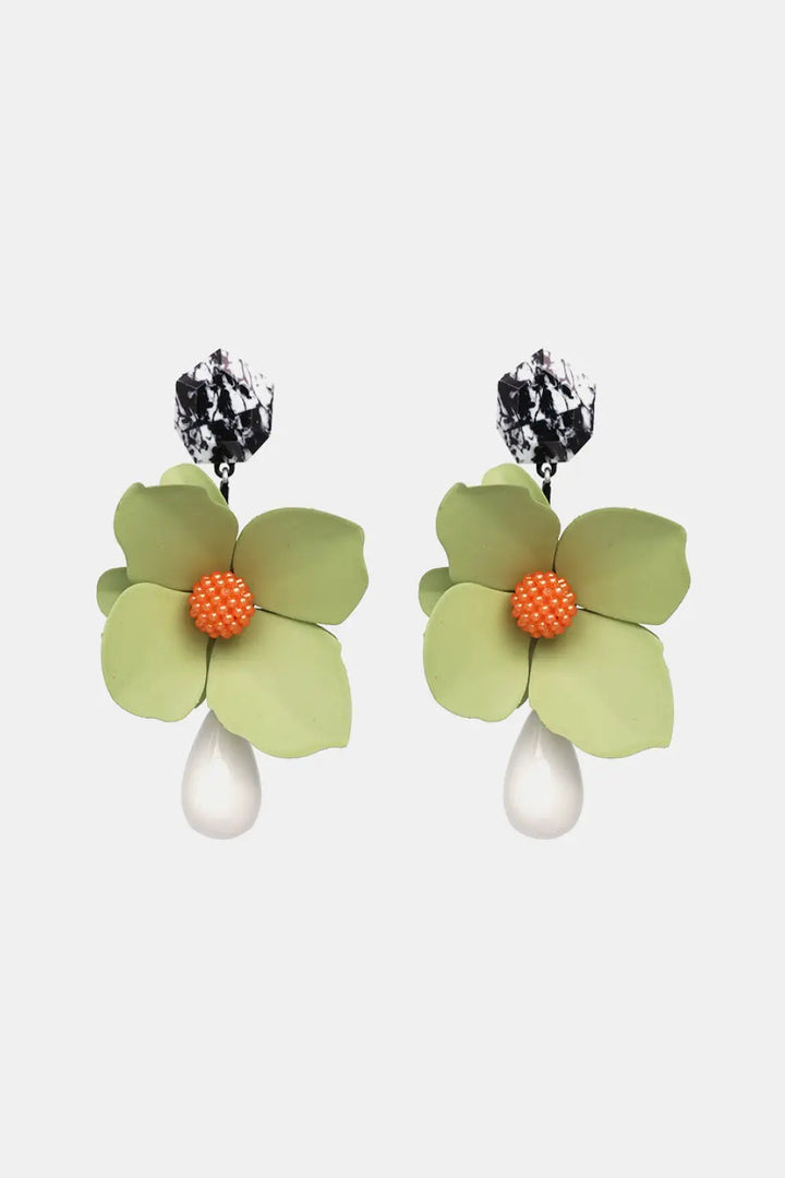 Bloosom Flower and Teardrop Resin Dangle Earrings LOVCIA