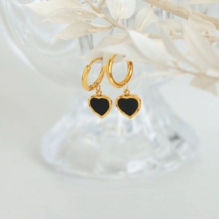 18K Gold-Plated Heart Drop Earrings LOVCIA