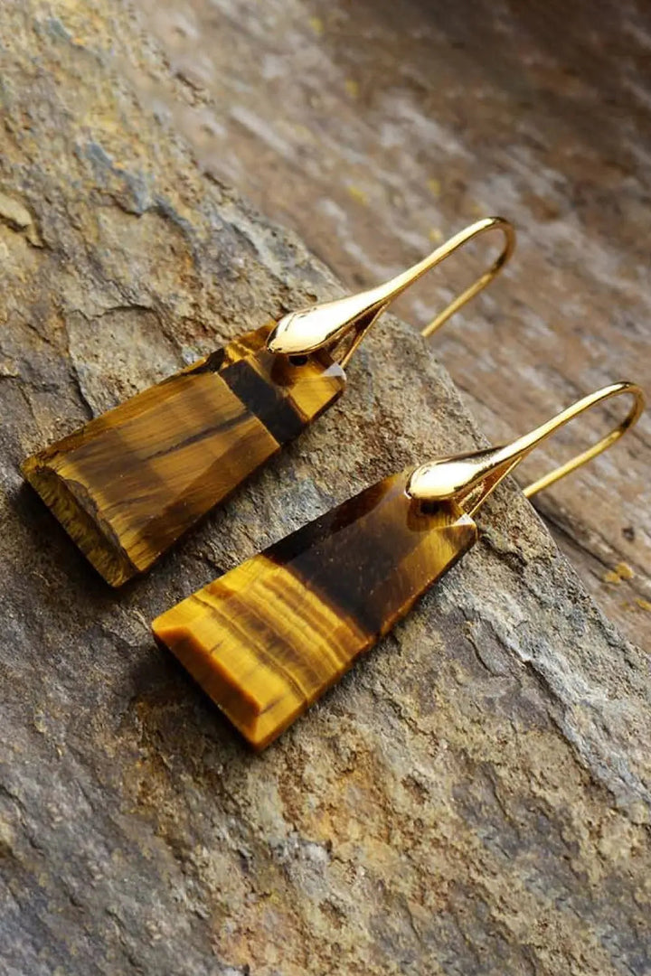 Handmade Geometrical Shape Natural Stone Dangle Earrings LOVCIA