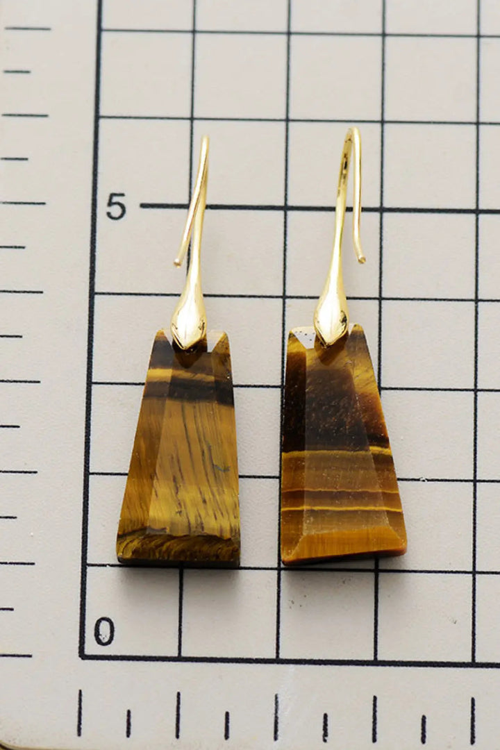 Handmade Geometrical Shape Natural Stone Dangle Earrings LOVCIA