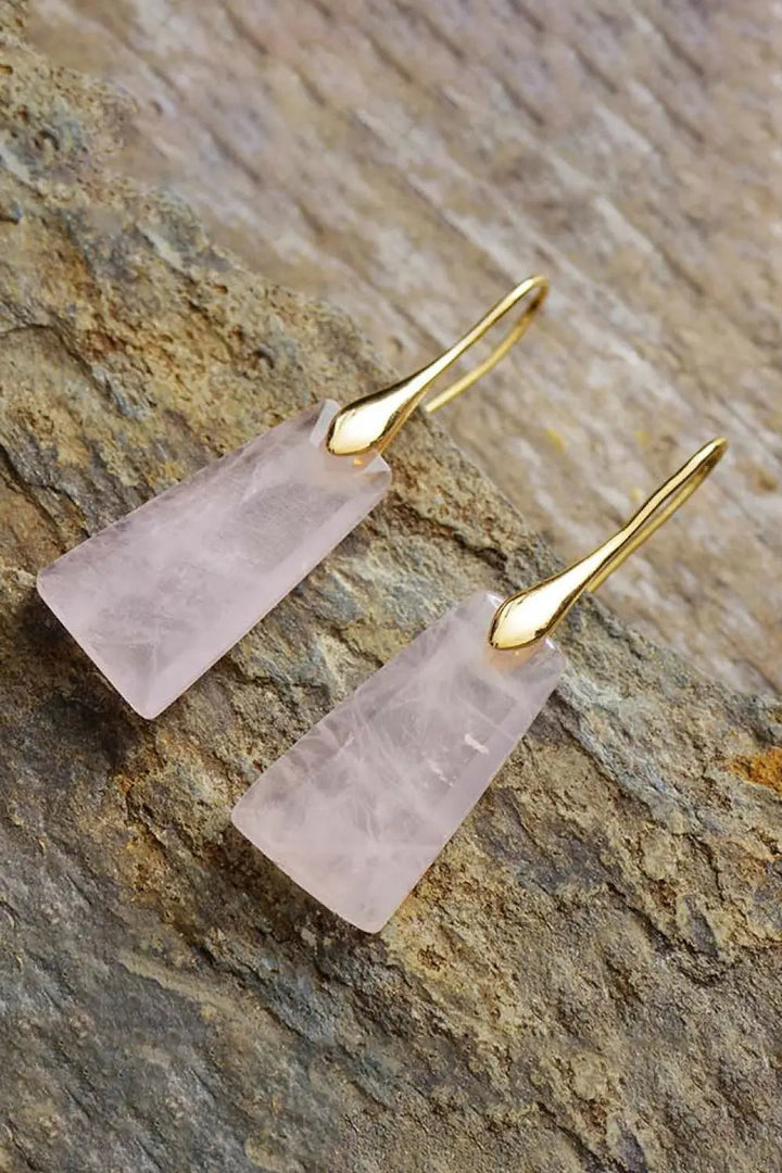 Handmade Geometrical Shape Natural Stone Dangle Earrings LOVCIA