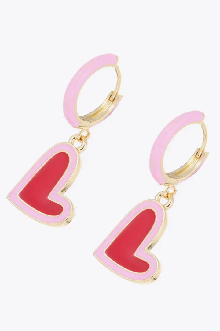 LOVCIA 5-Pair Wholesale Contrast Heart-Shaped Drop Earrings