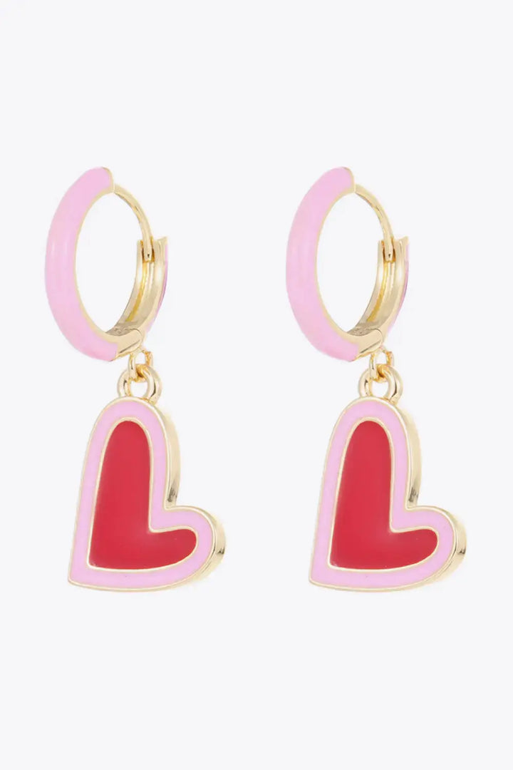 LOVCIA 5-Pair Wholesale Contrast Heart-Shaped Drop Earrings