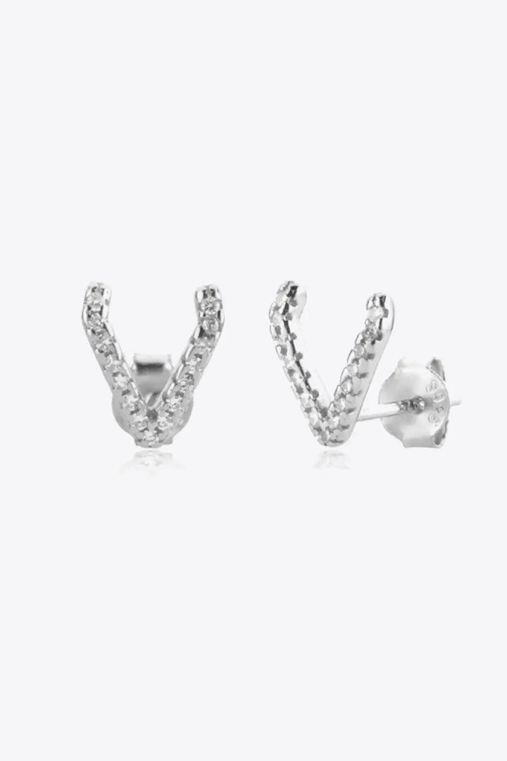 Zircon Letter V Stud Earrings LOVCIA