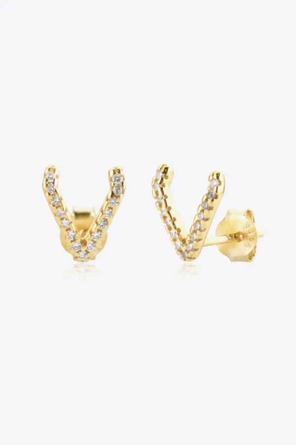 Zircon Letter V Stud Earrings LOVCIA