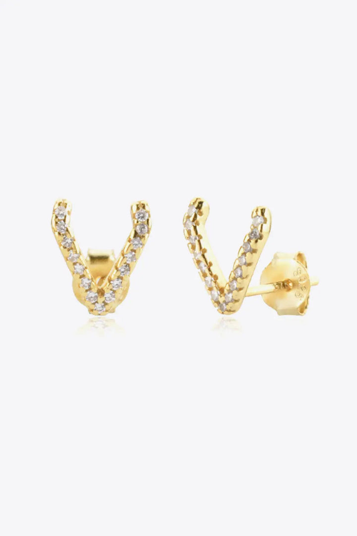 Zircon Letter V Stud Earrings LOVCIA