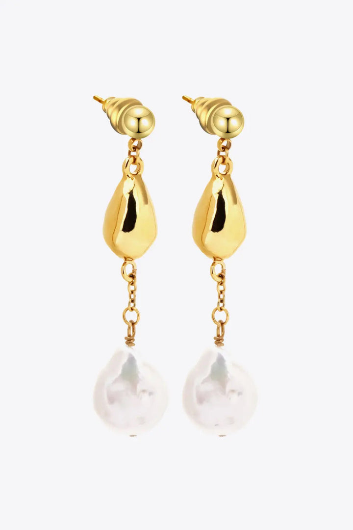 18K Gold-Plated Two-Tone Pearl Drop Earrings LOVCIA