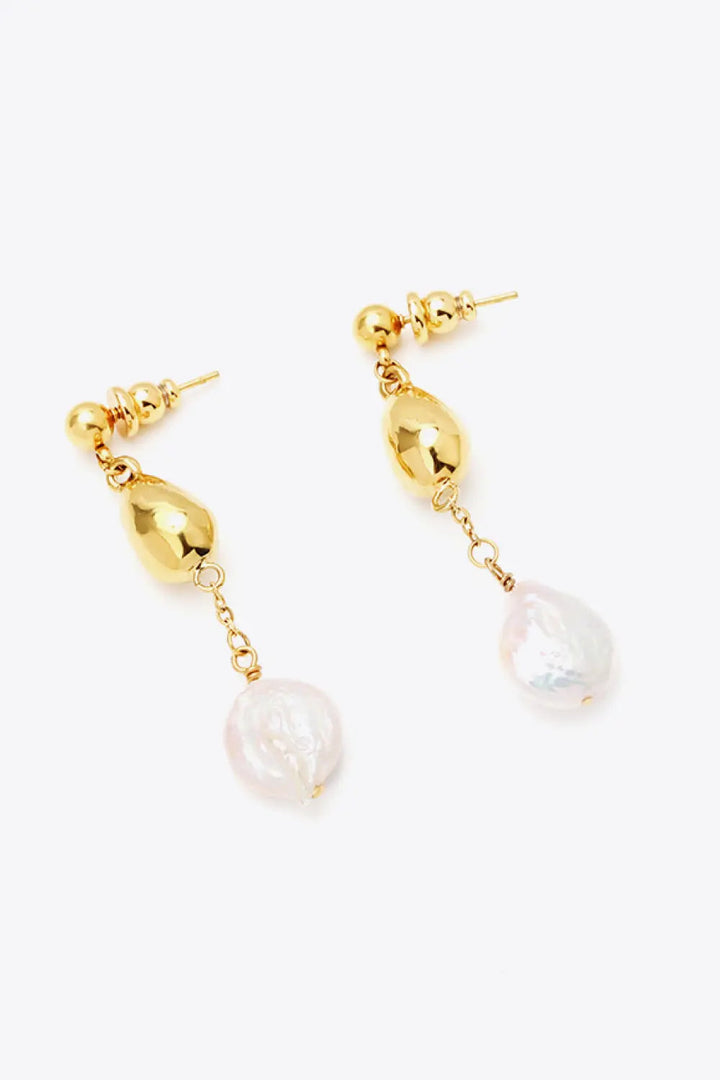 18K Gold-Plated Two-Tone Pearl Drop Earrings LOVCIA