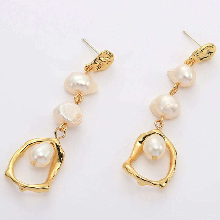 Gold-Plated Freshwater Pearl Earrings LOVCIA