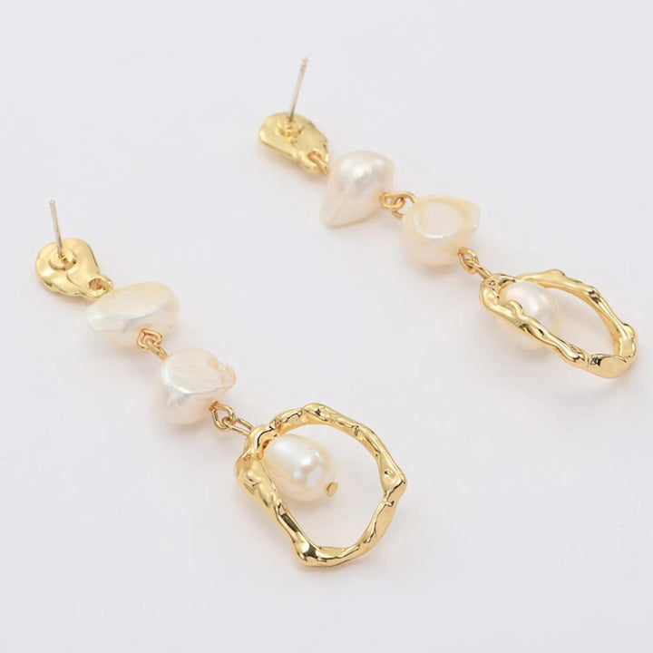 Gold-Plated Freshwater Pearl Earrings LOVCIA