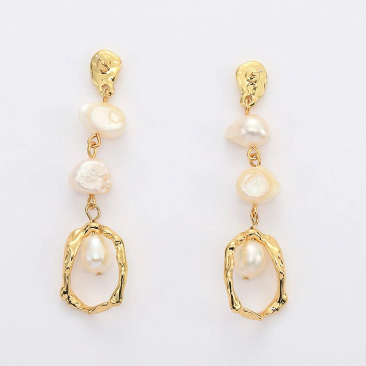 Gold-Plated Freshwater Pearl Earrings LOVCIA