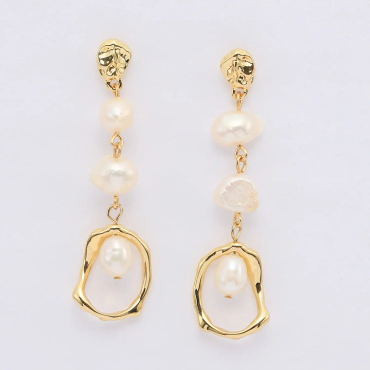 Gold-Plated Freshwater Pearl Earrings LOVCIA