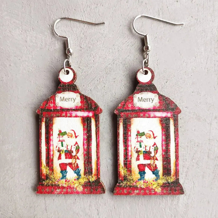 LOVCIA Christmas Themed Wood Dangle Earrings