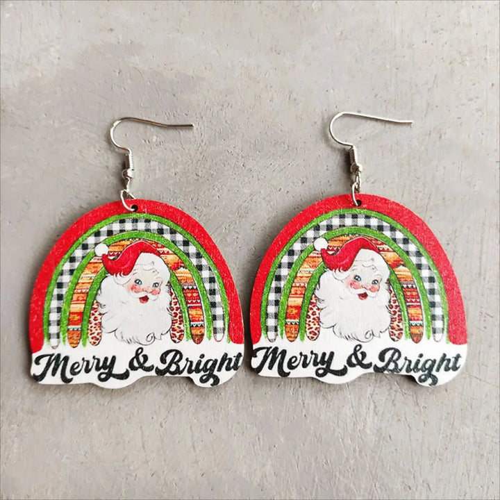 LOVCIA Christmas Themed Wood Dangle Earrings